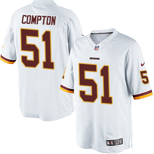 Men's Limited Will Compton Nike Jersey White Road - #51 NFL Washington Redskins